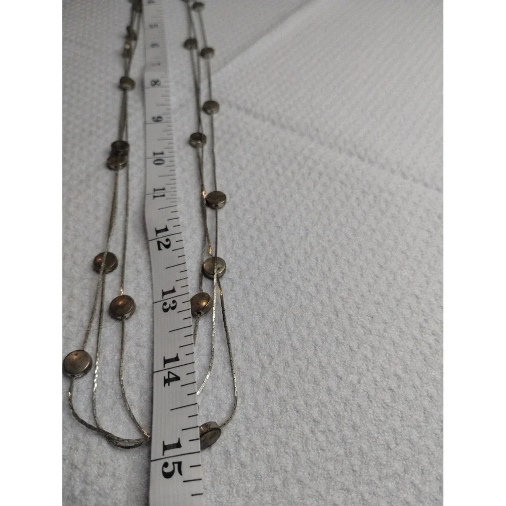 Boho Triple Layer Mixed Metal Disc Station Longline Necklace Silver Gold 42 In